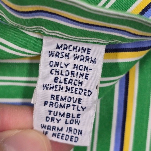 Vintage‎ Ralph Lauren Shirt Mens XL Green Yellow Striped Classic Button Preppy - Picture 7 of 11